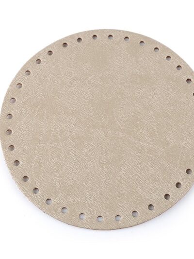 Round eco-leather bag base, Ø16 cm - beige