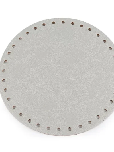 Round eco leather bag base/bottom Ø16 cm - light gray