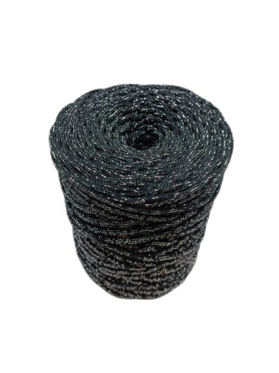 Flat polyester cord 5 mm GLITTER - black + silver
