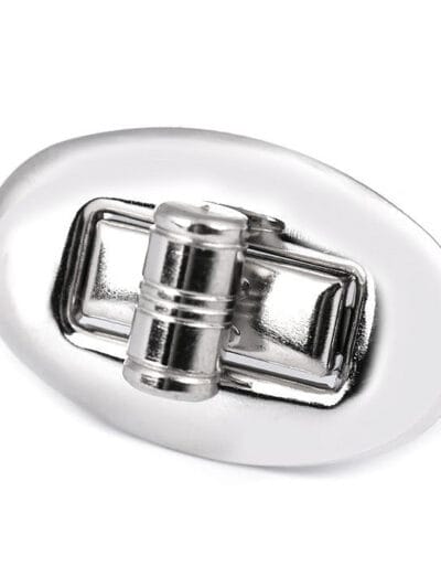 Silver Oval Turn Lock Handbag Clasp