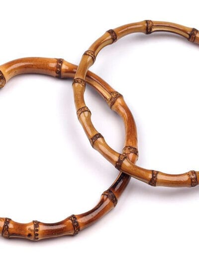 15 cm Dark Bamboo Circular Bag Handles - 2 pcs
