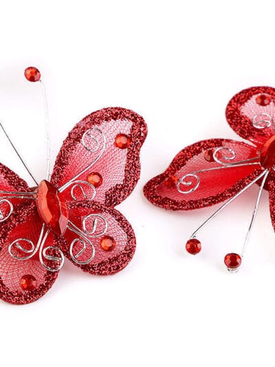 Handbag decoration - butterfly brooch - red