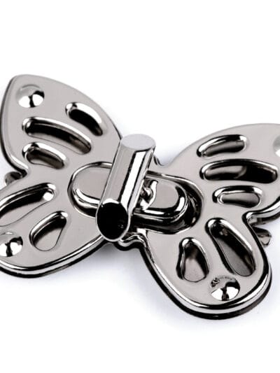 Butterfly twist lock clasp for handbag - silver