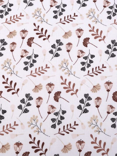 Lining Fabric 50 x 80 cm - Brown Flowers and Leaves
