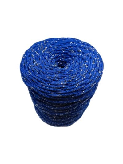 Flat 5 mm Polyester Cord GLITTER - Cornflower Blue + Silver