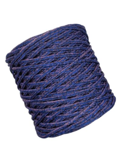 Flat polyester cord 5 mm melange 200 m - navy blue + dark blue + berry + candy pink