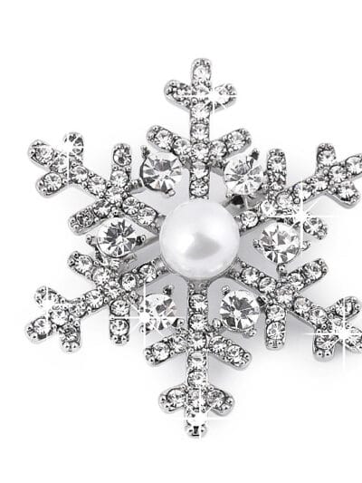 Handbag accessory - snowflake brooch with pearl