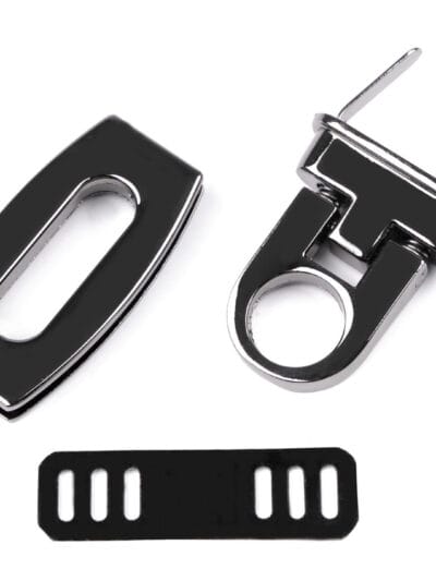 Twist lock closure for handbag rectangle 20x40mm - black