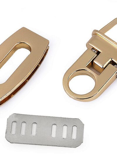 Gold Rectangular Handbag Twist Lock Clasp, 20x40mm