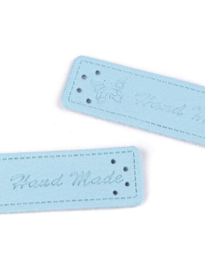 Metka z eko skóry "HandMade" - błękit