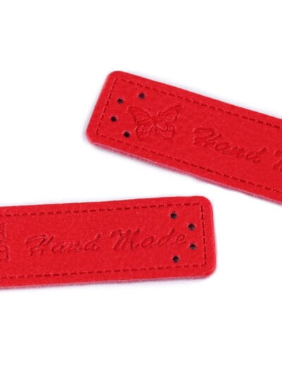 Metka z eko skóry "HandMade" - czerwona