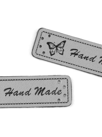 Metka z eko skóry "HandMade" - ciemny szary