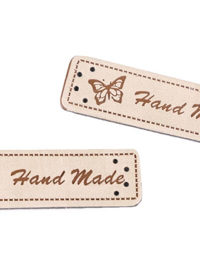 Metka z eko skóry "HandMade" - jasny beż