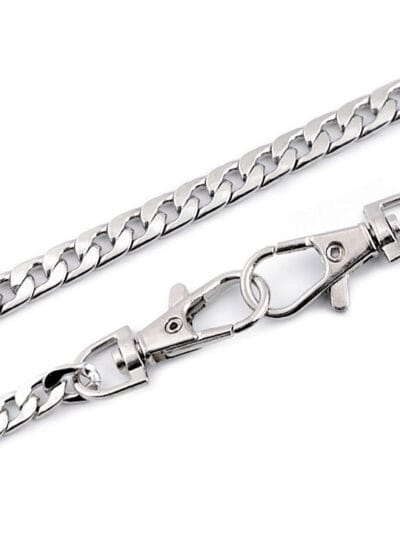Chain for handbag with clasps 115-120 cm - fine flat - silver