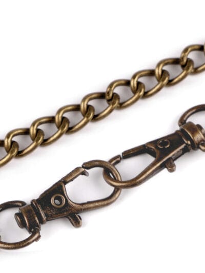 Delicate handbag chain with clasps 120 cm - antique brass