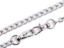 Delicate handbag chain with clasps 120 cm - silver