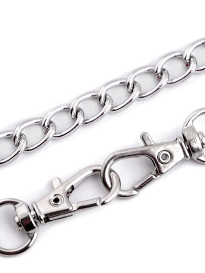 Delicate handbag chain with clasps 120 cm - silver