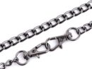 Delicate handbag chain with clasps 120 cm - black