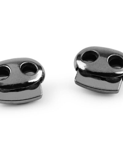 Metal Round Cord Stopper Two-Hole 15x18 mm - Black