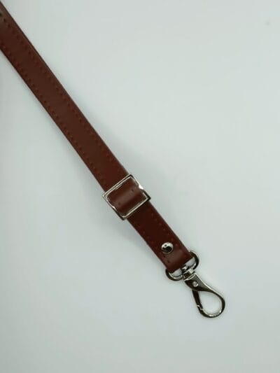 Adjustable eco-leather strap 2 cm - brown + silver