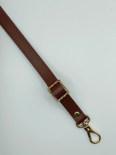 Adjustable eco leather strap 2 cm - brown + gold