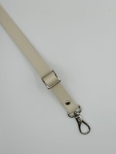 Adjustable eco-leather strap 2 cm - light beige + silver