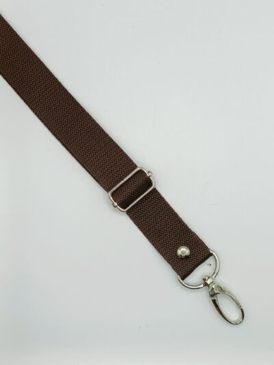 Adjustable textile strap 2.5 cm - dark brown 77 + silver