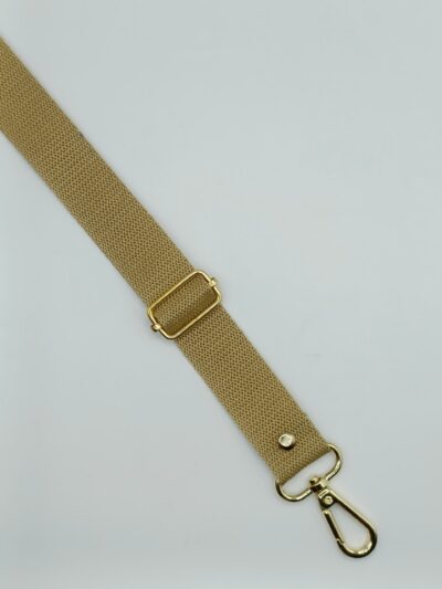 Adjustable textile strap 2.5 cm - light brown 73 + gold