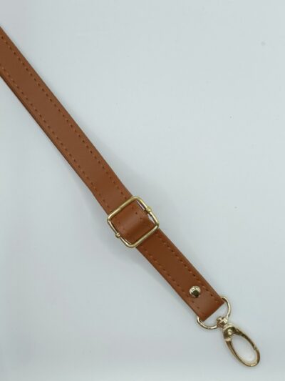 Adjustable eco-leather strap, 2 cm - light brown  gold