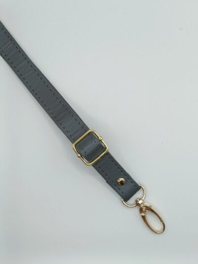 Adjustable eco-leather strap 2 cm - dark grey + gold