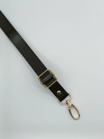 Adjustable eco leather strap 2 cm - dark brown + gold