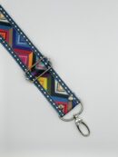 Pasek ozdobny - jeans + kolorowe trójkąty 3,8 cm - srebrne okucia