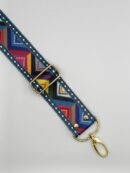 Decorative Strap - Denim + Colorful Triangles 3.8 cm - Gold Hardware
