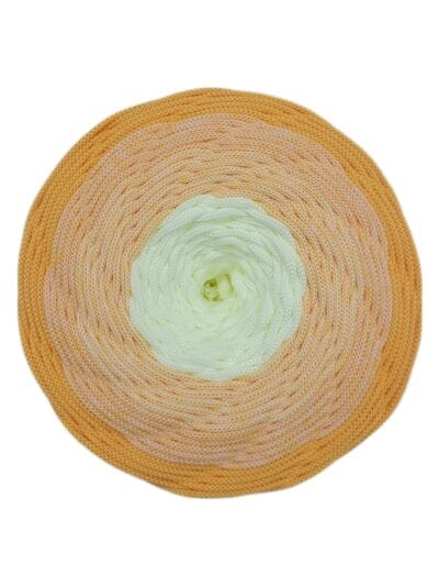 Flat polyester cord 5 mm ombre - 200 m - cream + peach