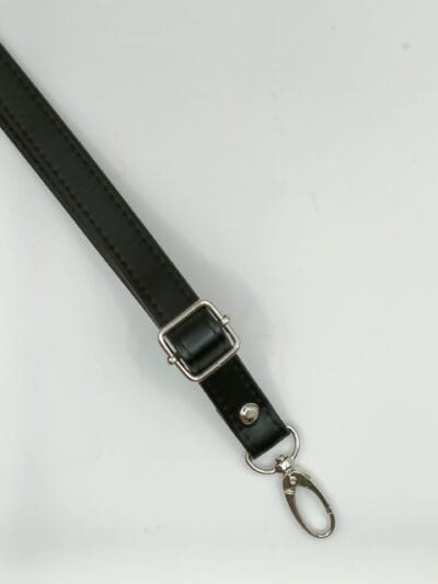 Adjustable eco leather belt 2 cm - dark brown + silver