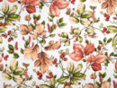 Tkanina, materiał na podszewkę 50 x 80 cm - jesienne kwiaty na białym tle