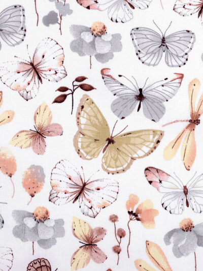 Lining Fabric 50 x 80 cm - Beige-Grey Butterflies