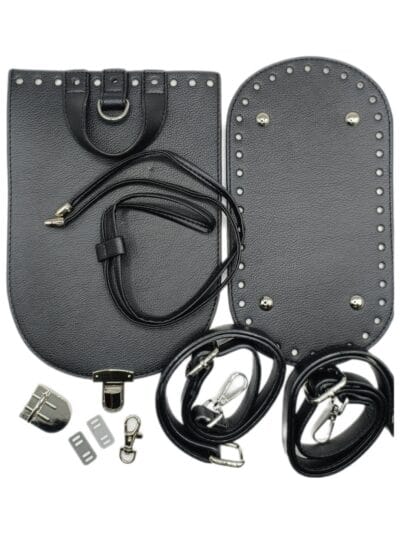 Black eco-leather backpack kit