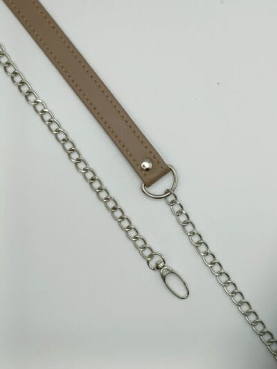 120 cm Eco-leather chain strap - mocha + silver