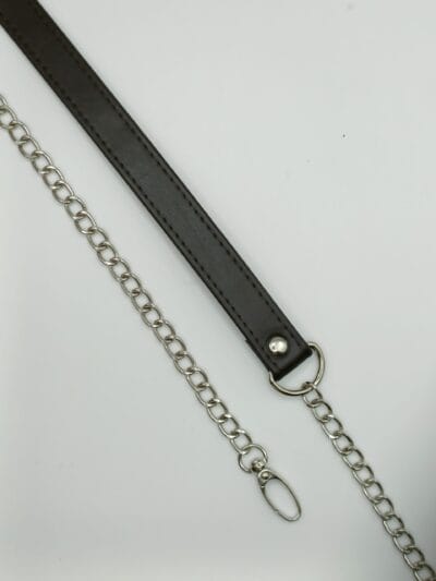 Eco-leather chain strap 120 cm - Dark Brown + Silver