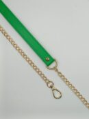 Pasek z łańcuszkiem z eko skóry 120 cm - zieleń Gucci + złoto