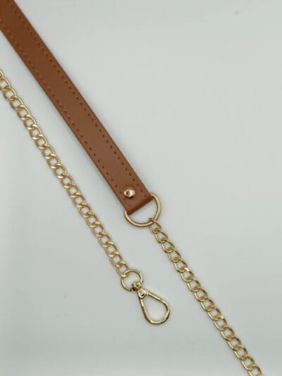 Eco leather chain belt 120 cm - light brown + gold