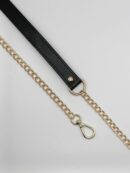 Pasek z łańcuszkiem z eko skóry 120 cm - czarny + złoto
