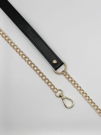 Eco Leather Chain Strap 120 cm - Black + Gold