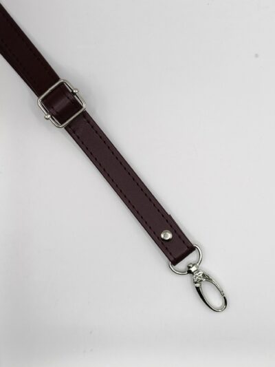 Adjustable eco-leather strap 2 cm - burgundy + silver