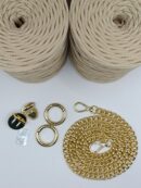 Zestaw do wykonania kuferka GABI - zapięcie serce i łańcuch średni - złote okucia