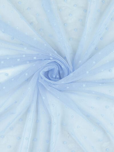 Polka Dot Stretch Tulle - Sky Blue