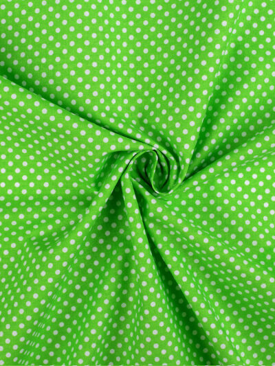 Fabric, lining material 50 x 80 cm - polka dots on a green background