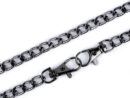 Textured handbag chain with snap hooks, 120 cm - black