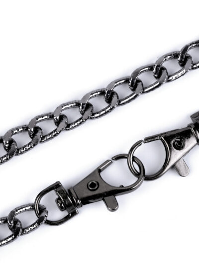 Textured handbag chain with snap hooks, 120 cm - black